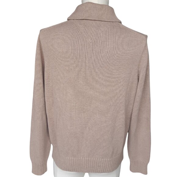 Calvin Klein Jeans SZ M 100% Cotton Tan Knit 2 Button Shawl Collar Men's Sweater - Picture 2 of 16